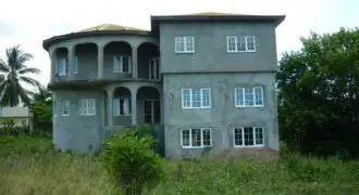 Unfinished, 3 storey house made up of 4 bedrooms and 3 bathrooms, MUST GO